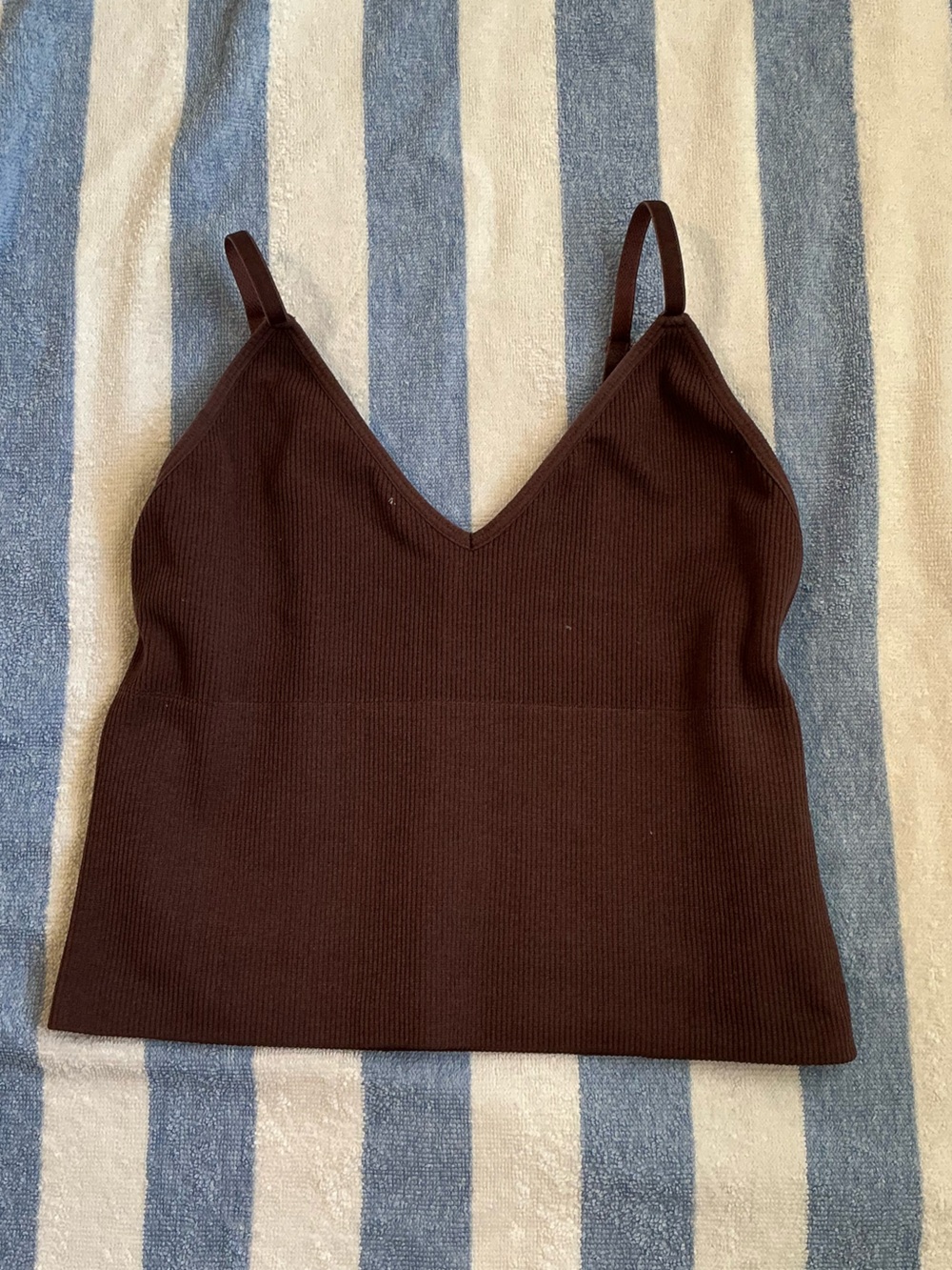 Forever 21 Brown Ribbed V-Neck Tank Top